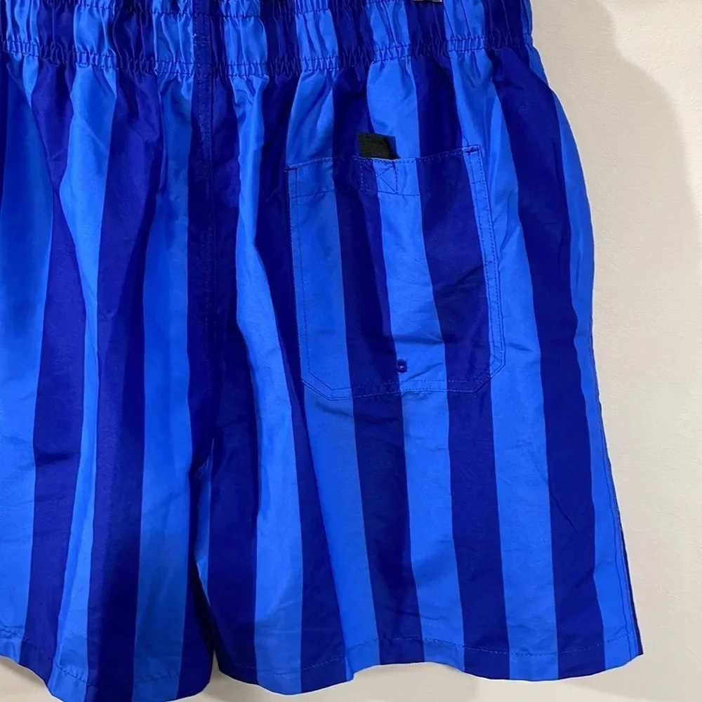 NWOT Cromer Resortwear Swim Trunks  Elastic Waist Blue Striped L (36/38)